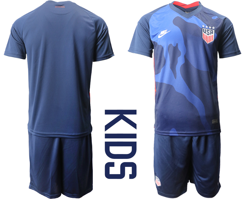 Youth 2020-2021 Season National team United States away blue Soccer Jersey->customized soccer jersey->Custom Jersey
